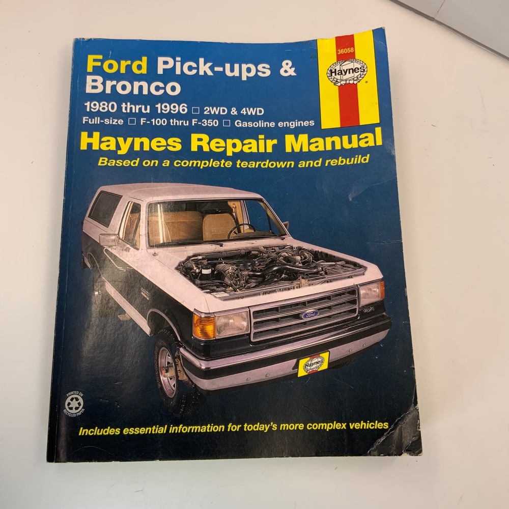 Vintage Haynes Ford Pick-ups Bronco 1980-1996 36058 Paper Blue 8.5x11in